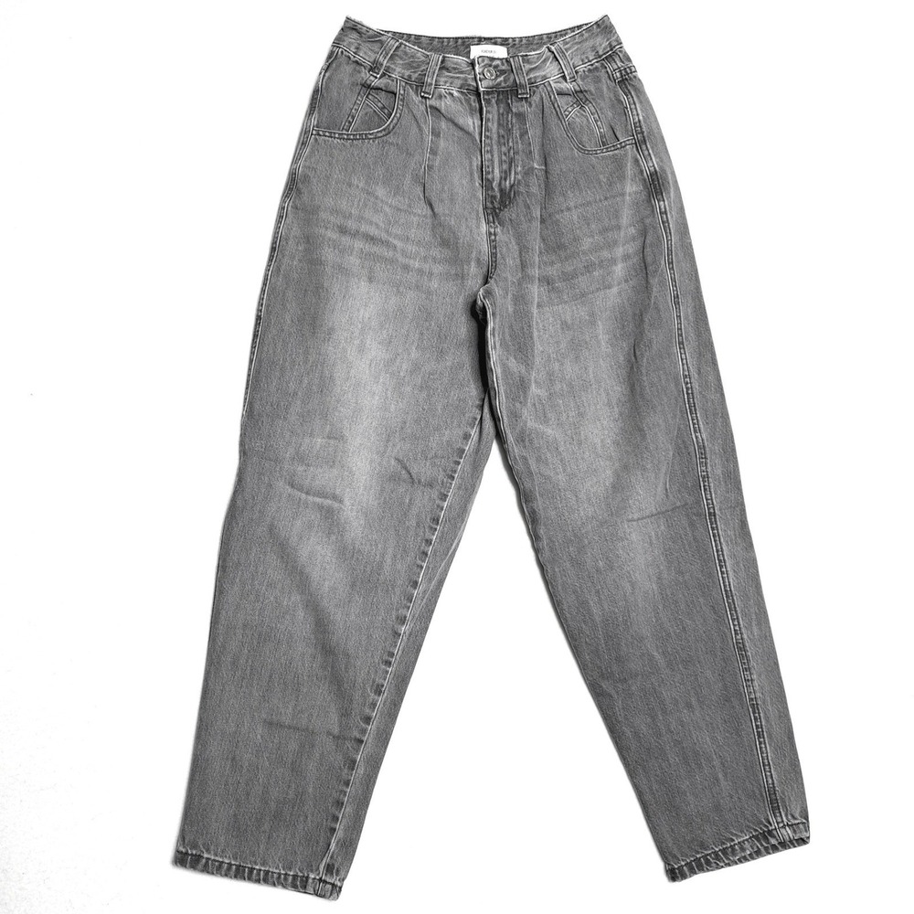 Forever 21 High Waisted Jeans Women's 26 Gray Pleated Loose Fit
